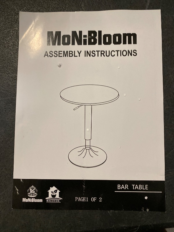 Photo 1 of 23.5 Inch Round Bar Table, 27.5"-36" Height-Adjustable, Black