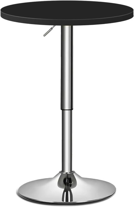 Photo 1 of 23.5 Inch Round Bar Table, 27.5"-36" Height-Adjustable, Black