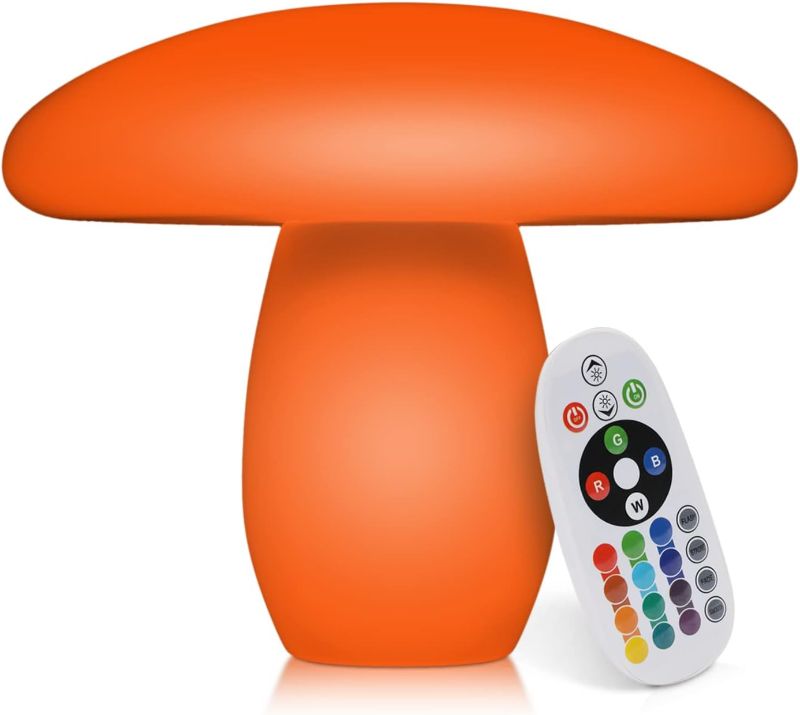 Photo 1 of 21" LED Mushroom Light 16 Color-Changing Outdoor/Indoor Mood Light Party Ambient Lighting, Waterproof Landscape Lighting for Patio Yard Pathway Decor, Rechargeable Pub RGB Lamp with Remote