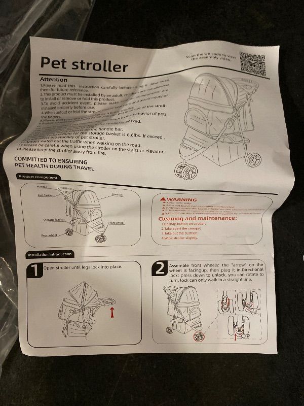 Photo 1 of MoNiBloom 3-Wheels Foldable Pet Stroller with Waterproof Cover, Pet Strolling Cart for Small/Medium Dogs and Cats with Storage Basket and Cup Holder, Breathable and Visible Mesh for All-Season, Pink