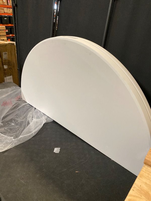 Photo 1 of 4.5Ft Round Folding Table, Indoor Outdoor Plastic Dining Card Table with Handle and Lock for Picnic Party Banquet Wedding, White
