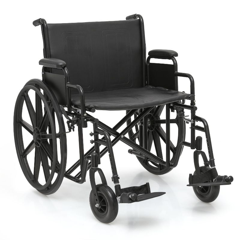 Photo 1 of Monicare Wide Foldable Bariatric Wheelchair for Adult 500-lbs Heavy-Duty Folding Transport Self-Propelled Wheel Chair with 24-Inch Seat