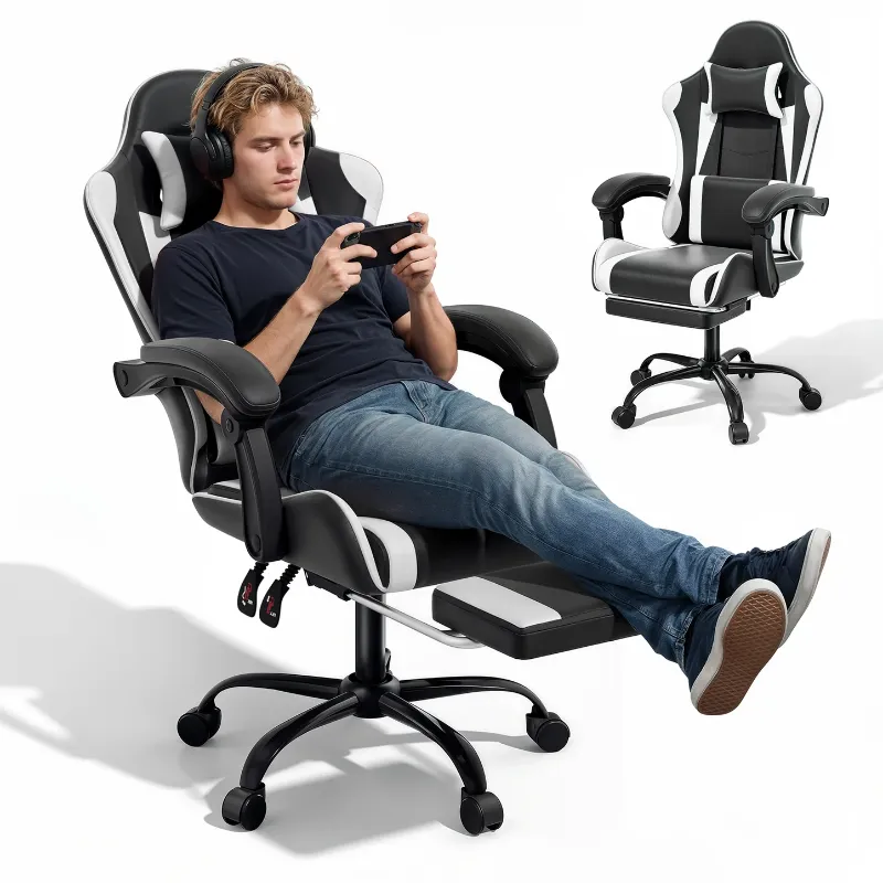 Photo 1 of Adjustable Gaming Chair with Footrest & Lumbar Support, 350 lbs