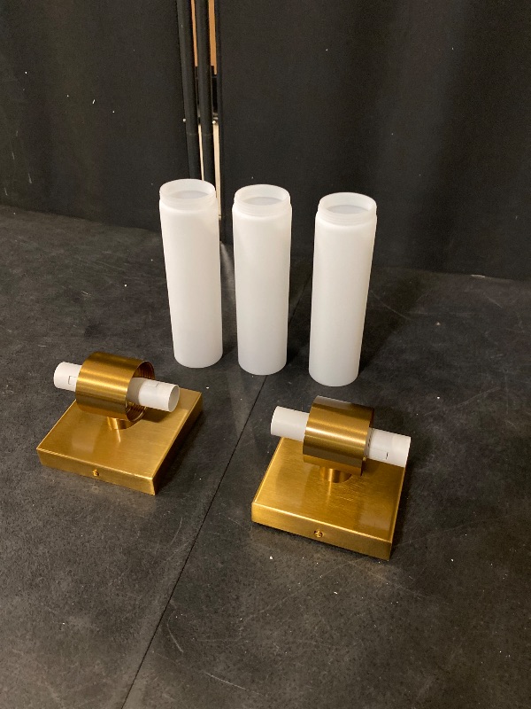 View 2 of Gold Wall Sconces Set of Two, Bathroom Sconces with Frosted Glass Shade, Modern Vanity Sconces Lighting over Mirror, Wall Light Fixtures for Living Room Bedroom Hallway (Bulbs Not Included)