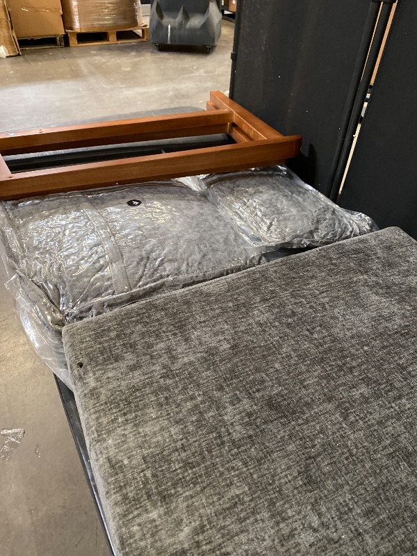 View 2 of Lemley Upholstered Accent Chair With Wooden Legs, Smoke Grey Cushions