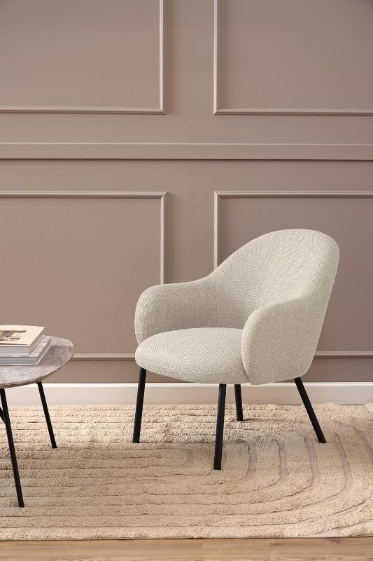 Photo 1 of AC Design Furniture Olivia Lounge Chair, Basel Fabric Beige 24, Frame Matt Black Rough Powder-Coated Steel, 70 x 75 x 75 cm
