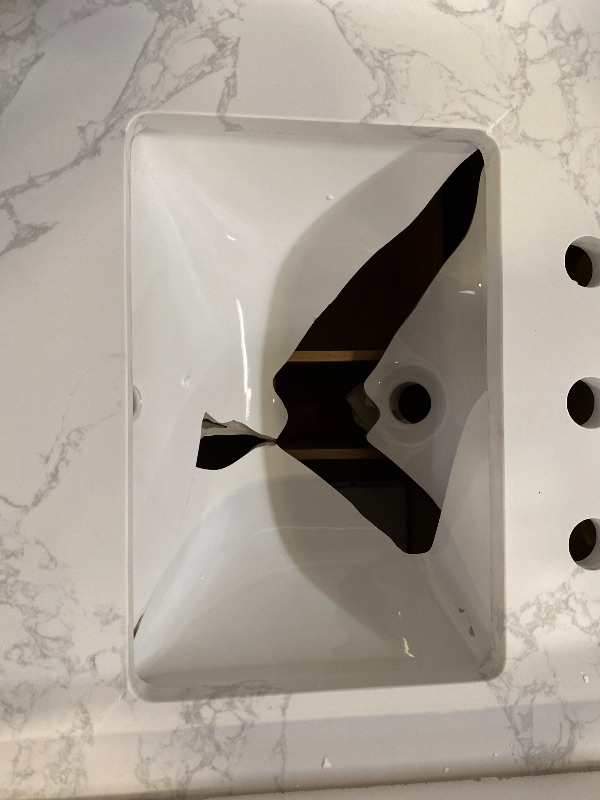 Photo 1 of SAFAVIEH Couture Collection - Alberto 48" Single Vanity – Walnut Wood & White Marble Top, Modern Bathroom Cabinet with Storage