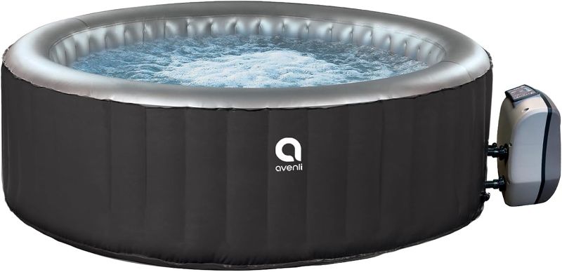 Photo 1 of JLeisure Avenli London 181 Gallon 49 Inch 2 to 3 Person Inflatable Hot Tub Spa with Control Panel, Insulated Tub Cover and Floor Protector, Black