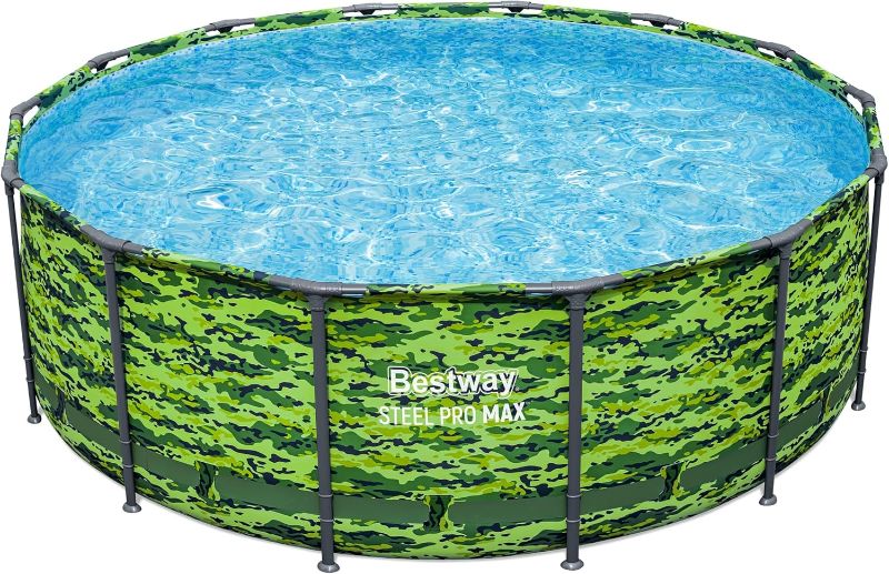 Photo 1 of Bestway Steel Pro Max 14' x 48" Camo Pool Set with Pump and Ladder | Durable 14ft x 48in above ground pool featuring 3-layer DuraPlus liner, mosaic interior, and ClickConnect frame system