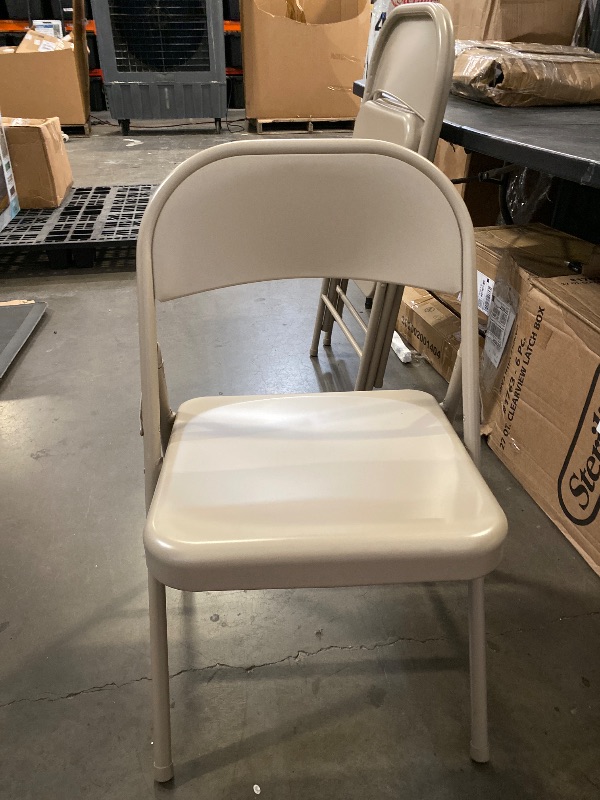 Photo 1 of VINGLI Folding Chairs All Steel Metal Frame, Capacity 350 lbs, Durable Portable and Versatile for Indoor Outdoor Use, Khaki, Set of 3