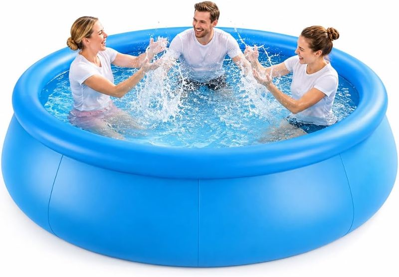 Photo 1 of 8FT x 25IN Inflatable Swimming Pool, Above Ground Blow Up Pool for Garden | Easy Set Inflatable Pools for Backyard, Outdoor Summer Water Fun, Puncture?Resistant, Quick Inflation