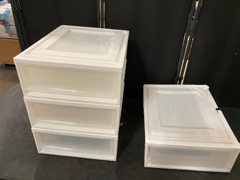 Photo 1 of 17.8 Quart Stacking Storage Drawer, 4 PCS Plastic Chest of Drawer