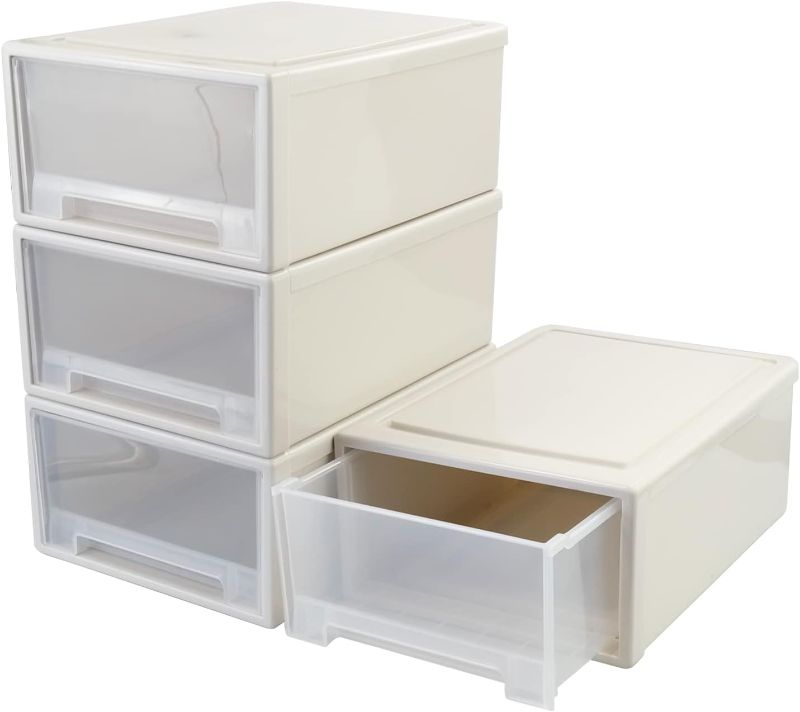 Photo 1 of 17.8 Quart Stacking Storage Drawer, 4 PCS Plastic Chest of Drawer