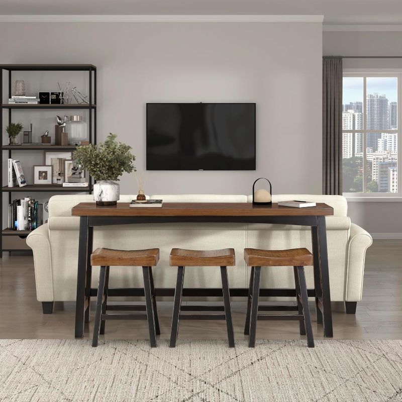 Photo 1 of Lexicon 4 Piece Wood Counter Height Bar Table Set,3 Stools,Black/Brown