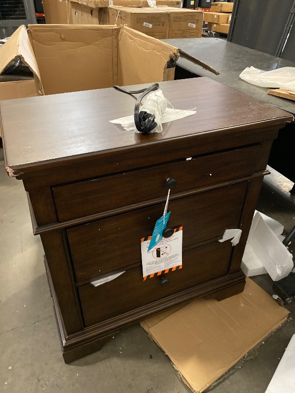 Photo 1 of Benjara Benzara Wooden Nightstand with Hidden Drawer, Brown