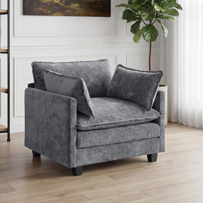 Photo 1 of Sectional Couch, Comfy Cloud Modular Sectional Sofa, Deep Seat Modern Cloud Sofa, Modular Sofas for Living Room, Bedroom (Grey, 1 Seat)