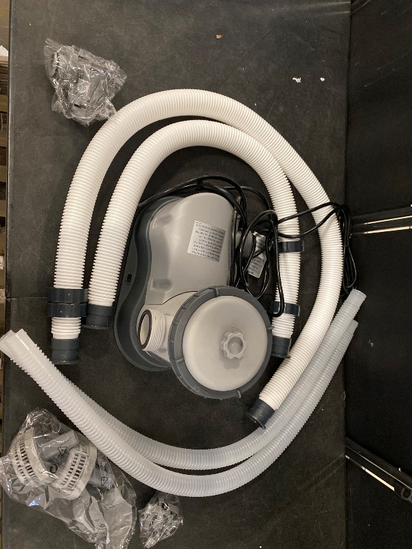 Photo 1 of Bestway 1,500 GPH Filter Pump for Above Ground Swimming Pool with Type III A/C Cartridge, Adapter Accessories and Timer
