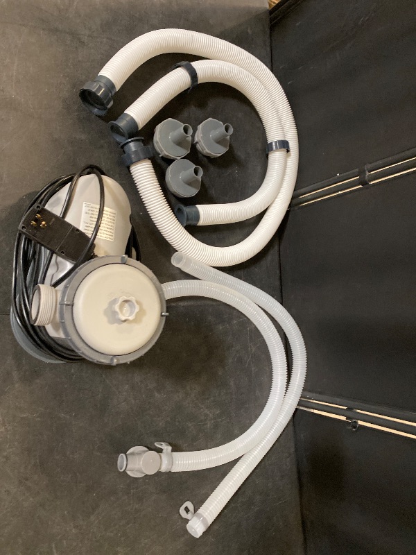 Photo 1 of Bestway 1,500 GPH Filter Pump for Above Ground Swimming Pool with Type III A/C Cartridge, Adapter Accessories and Timer