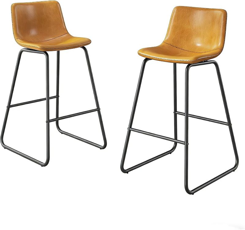 Photo 1 of Bar Stools Set of 2, 26 Inches Counter Height Barstools (Brown)