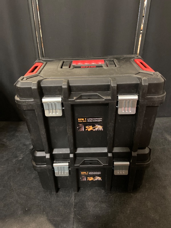 Photo 1 of 2pcs Tool Boxes Set - Lockable Organizer Storage Portable Toolbox with Removable Tray for Workshop, Garage & Household, Large Capacity