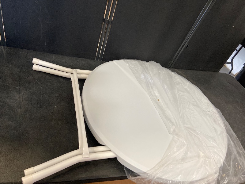Photo 1 of 32" Round Folding Table, HDPE Top & Metal Frame, 1 Pack, White
