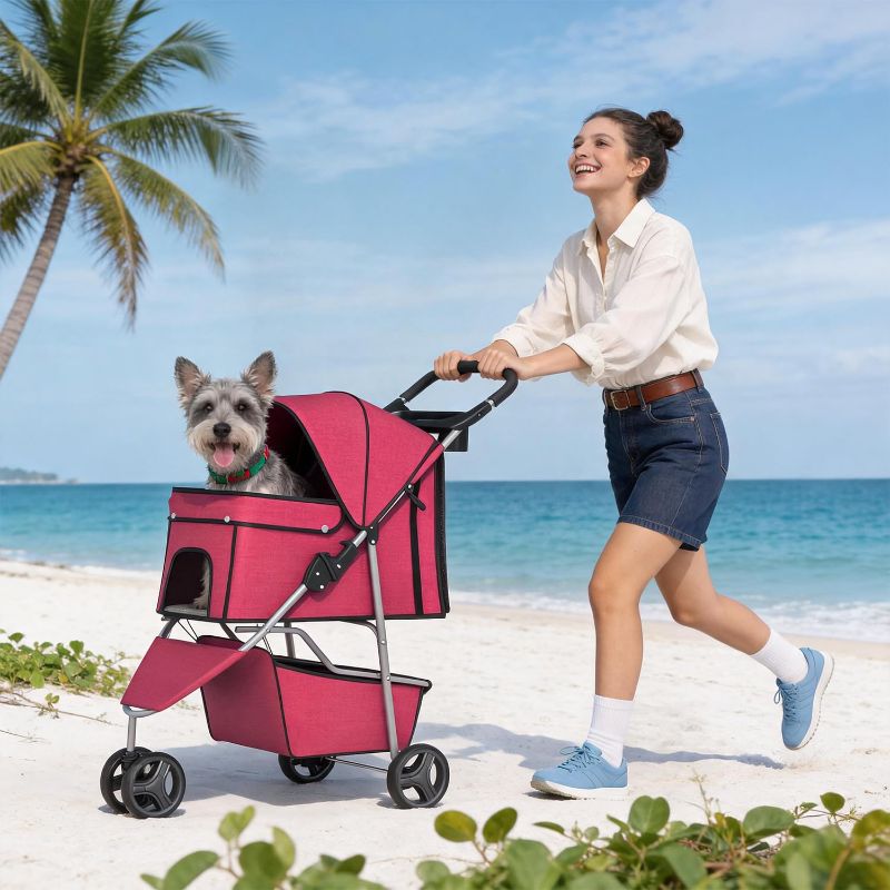 Photo 1 of BestPet | 3-Wheel Pet Stroller | Red | Foldable Dog and Cat Stroller