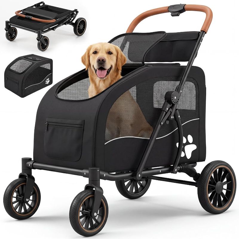 Photo 1 of Dog Stroller Color Gray for Large Dogs(up to 110lbs), Foldable Pet Stroller with Detachable & Collapsible Cabin, Dog Stroller for 2 Dogs or Multiple Cats, Spacious Dog Wagon for Large Dog & Medium Dog 20+ lbs