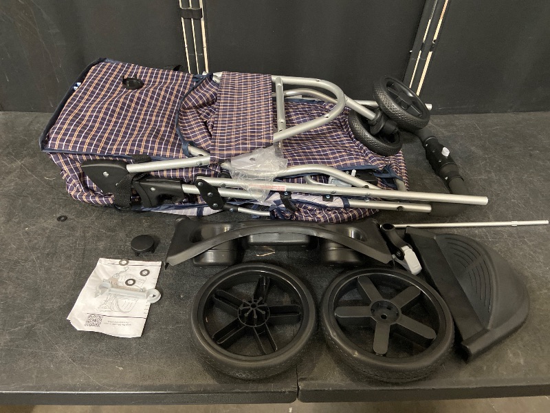 View 2 of MoNiBloom Pet Stroller for Small/Medium Dogs and Cats up to 33 lbs, Plaid