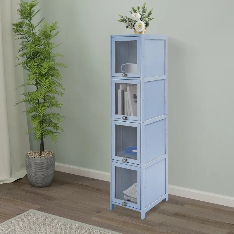 Photo 1 of 4-Tier Storage Cabinet Small Narrow Organizer Cabinet Freestanding Corner Cabinet For Bedroom, Living Room, Study Room