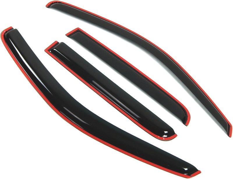 Photo 1 of in-Channel Window Vent Visors Rain Guards Compatible with Dodge Dakota Quad Cab 2000-2004 | Side Window Wind Deflectors Rain Shields | Black Tinted, 4 Pcs Set, BGWV-114i