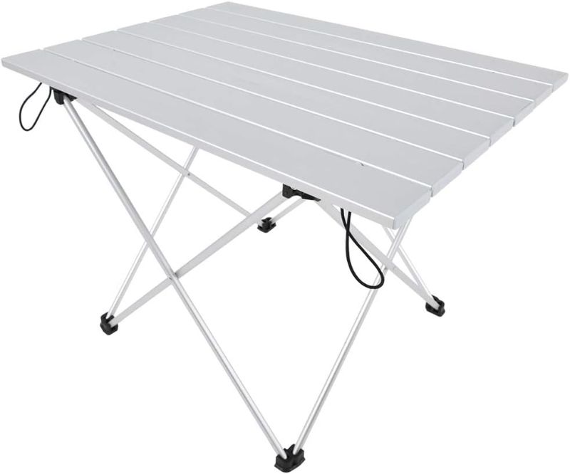Photo 1 of Aluminum Alloy Foldable Camping Table, Outdoor Portable Desk with Nylon Carry Bag, Lightweight Folding Table for Picnic, BBQ, Fishing, Hiking, Easy Setup and Durable Construction