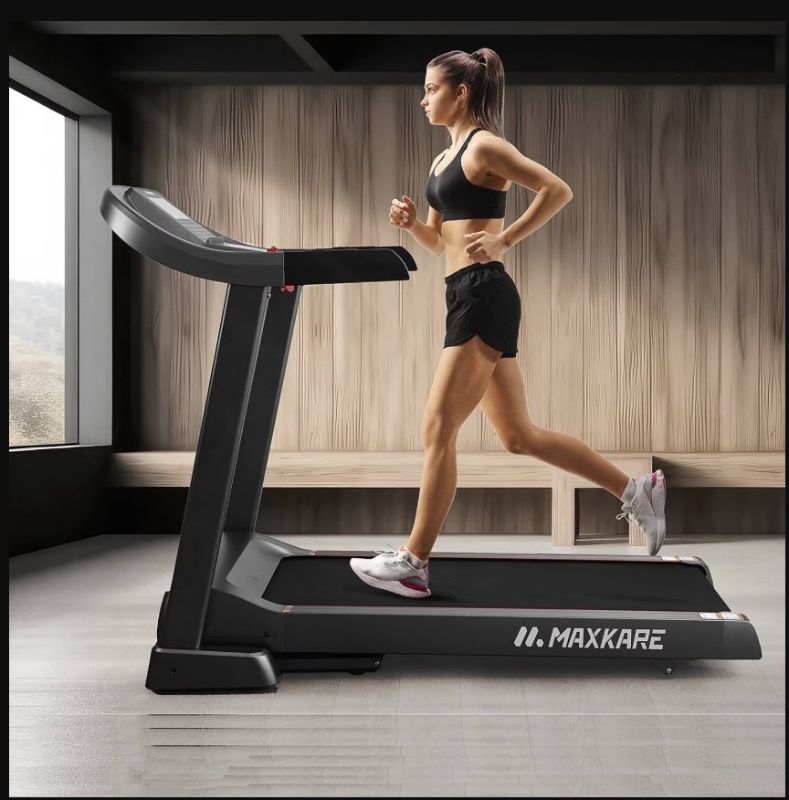 Photo 1 of MaxKare 20" Folding Treadmill 300lbs with 15 Level Auto Incline, 3.5HP, 12MPH, Portable Foldable Treadmill with Bluetooth/Zwift App Compatible