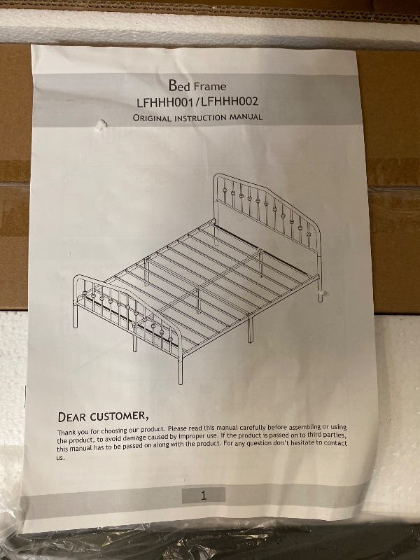 Photo 1 of Yaheetech Full Metal Bed Frame with Victorian Vintage Headboard, Black