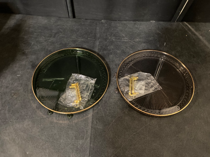 Photo 1 of 2 Luxury Serving Tray, with Handles Cosmetic Perfume Makeup Display Multifunction Decorative Decorative Tray, Jewelry Tray for Living Room, Green
