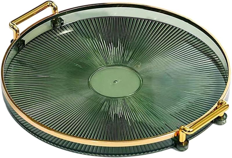 Photo 1 of 2 Luxury Serving Tray, with Handles Cosmetic Perfume Makeup Display Multifunction Decorative Decorative Tray, Jewelry Tray for Living Room, Green