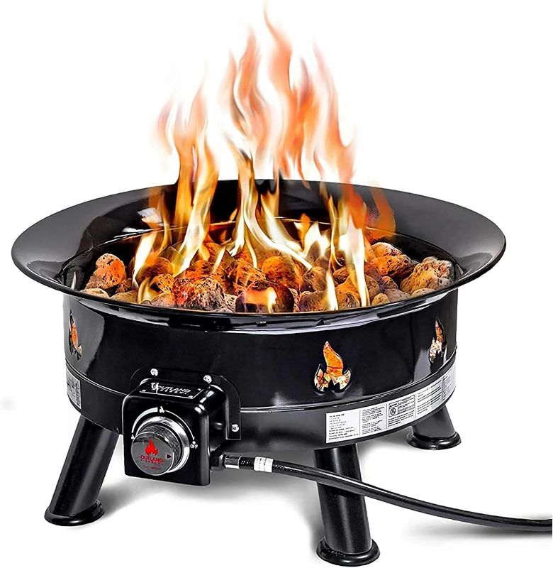 Photo 1 of Outland Living Firebowl Smokeless Fire Pit, Round Outdoor Portable Propane Gas Fire Pit with UV and Weather Resistant Durable Cover, 24-Inch Diameter 58,000 BTU, Black, 883 Mega, For Outside Use