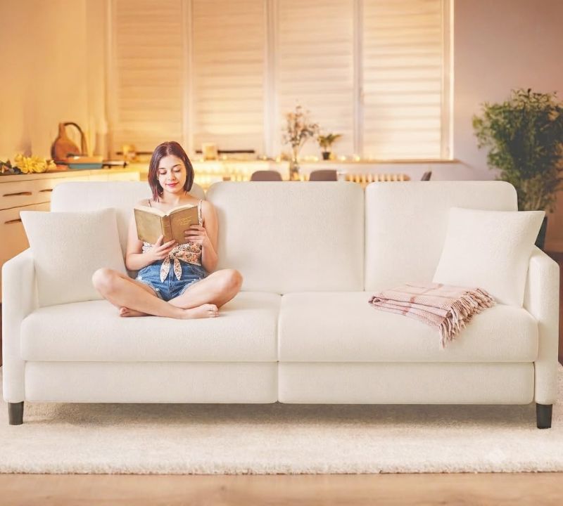 Photo 1 of Welzona Couches for Living Room, 83"Teddy Sofa Couch, Sofas for Living Room | Tool-Free Setup Loveseat Sofa, All-Wood Love Seat Couches, 7.5"Spring...