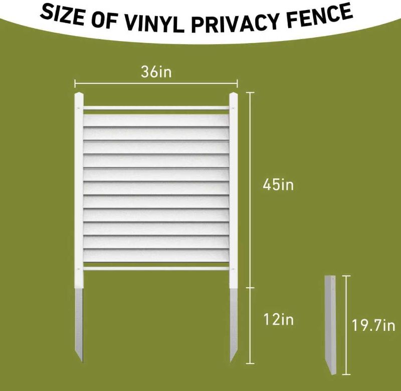 Photo 1 of 36" W X 45" H Reinforced White Vinyl Privacy Fence, Double Windproof Air Conditioner Fence Trash Can Fence, Louvered Vinyl Screen Panel Kit (1 Panels)