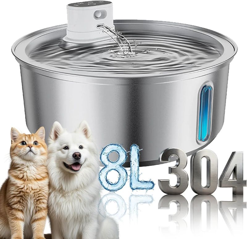 Photo 1 of Selene Dog Water Fountain, Pet Water Fountain Stainless Steel, Large-Capacity Smart Cat Water Fountain with Sensor