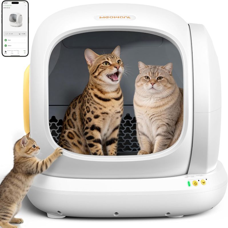 Photo 1 of Meowant Self-Cleaning Cat Litter Box, 75L Extra Large Open-Top, APP Control