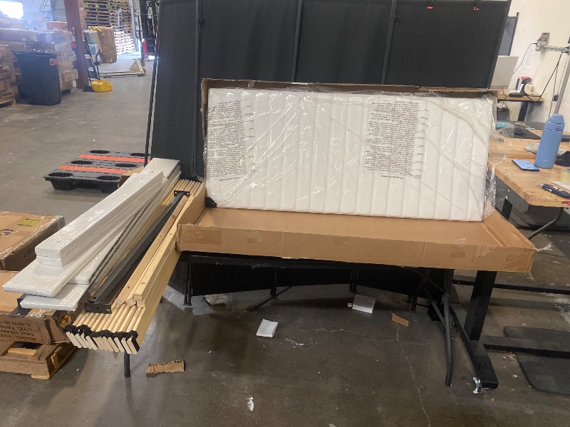 Photo 1 of Full Size Velvet Bed Frame, Tufted Wingback Headboard, White