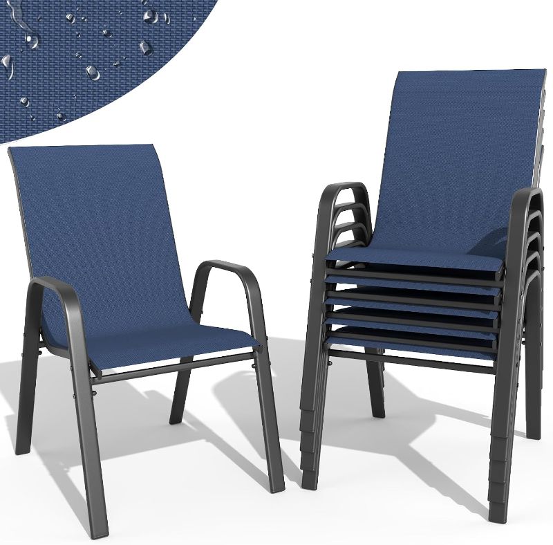 Photo 1 of Patio Dining Chairs Set of 6 Outdoor Stackable Dining Chairs for All Weather
