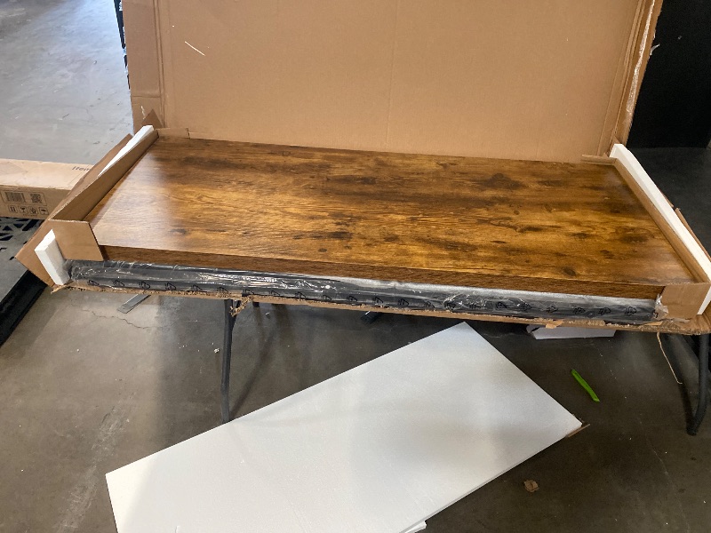 Photo 1 of HSH Rustic Computer Desk, Metal Wooden Home Office Writing Desk