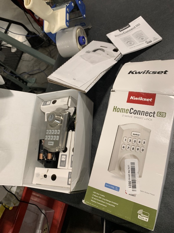 Photo 1 of Kwikset HomeConnect 620 Z-Wave Long Range Enabled Keypad Smart Lock Convenient Keyless Entry, Customizable User Codes, Ring Alarm Compatible, Hub Required, Sold Separately Satin Nickel Traditional
