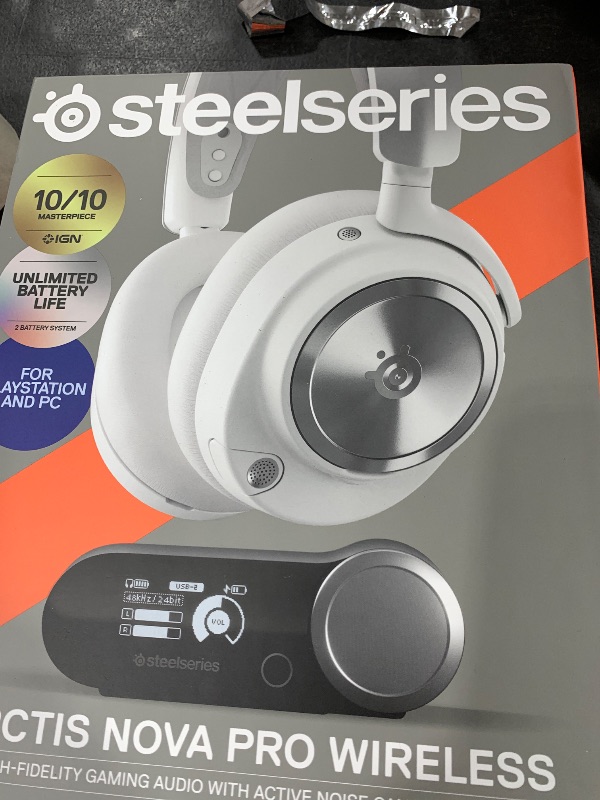 Photo 1 of SteelSeries Arctis Nova Pro Wireless Multi-System Gaming Headset — Neodymium Magnetic Drivers — Active Noise Cancellation — 2 Battery System — ClearCast Gen 2 Mic — PC, PS5, PS4, Switch, Mobile