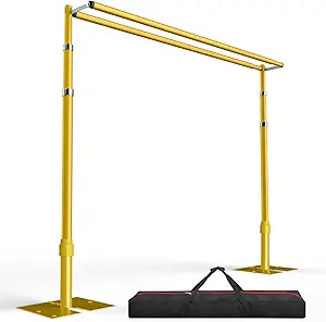 Photo 1 of EMART Backdrop Stand Heavy Duty, Double Crossbar Pipe and Drape Photo Background Support Kit, Adjustable Metal Frame for Wedding Birthday Party Decorations-Gold?12x10Ft