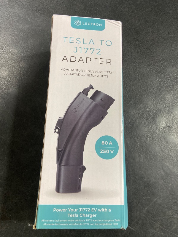 Photo 1 of Lectron NACS to J1772 EV Charging Adapter - Compatible with Tesla Wall Connectors, Destination Chargers, & Mobile Connectors (80A, 240V) - for J1772 Electric Vehicles - UL 2252 Certified (Black)