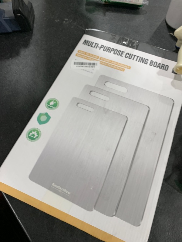 Photo 1 of Titanium Cutting Boards Set of 3, 100% Pure Titanium Kitchen Cutting Board, Double-Sided Non-Toxic Cutting Board, Ideal for Slicing and Dicing Meats, Features Handle, Dishwasher Safe