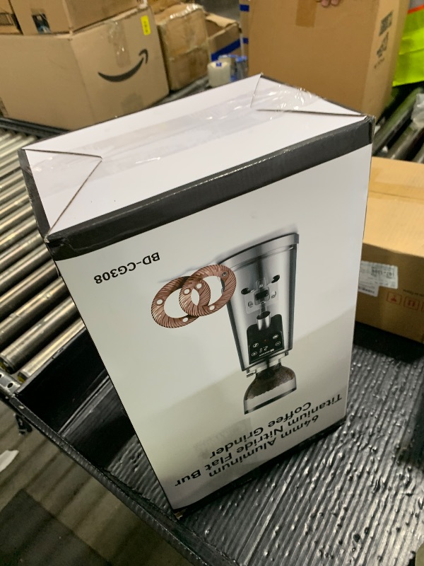 Photo 1 of MOKKOM Professional 64mm Plated Flat Burr Coffee Grinder with 100 Grind Settings, All-Metal Stainless Steel Body, Coffee Bean Grinder with Adjustable Electronic Timer, Anti-Static, LED Display