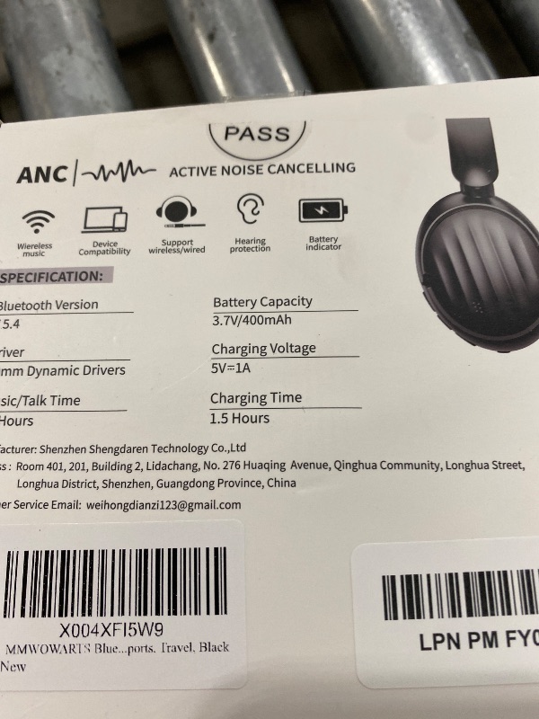 Photo 1 of MMWOWARTS Bluetooth Headphones with Active Noise Cancelling (ANC), Wireless Over Ear Bluetooth Headsets with 35H Playtime, Travel, Black